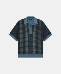 STRIPED POLO - Blue