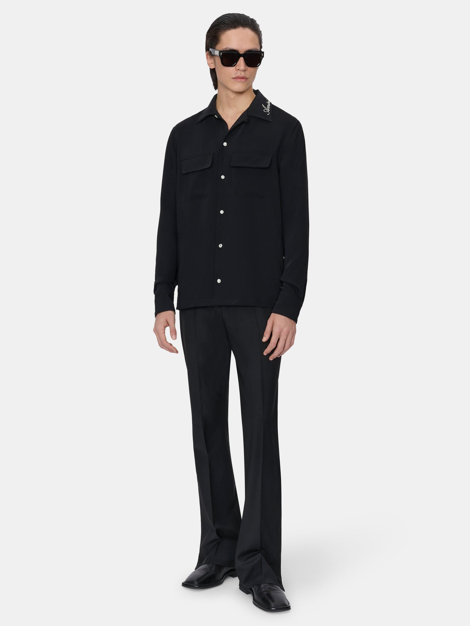 ROUND POCKET DRESS SHIRT - Black - Image 2