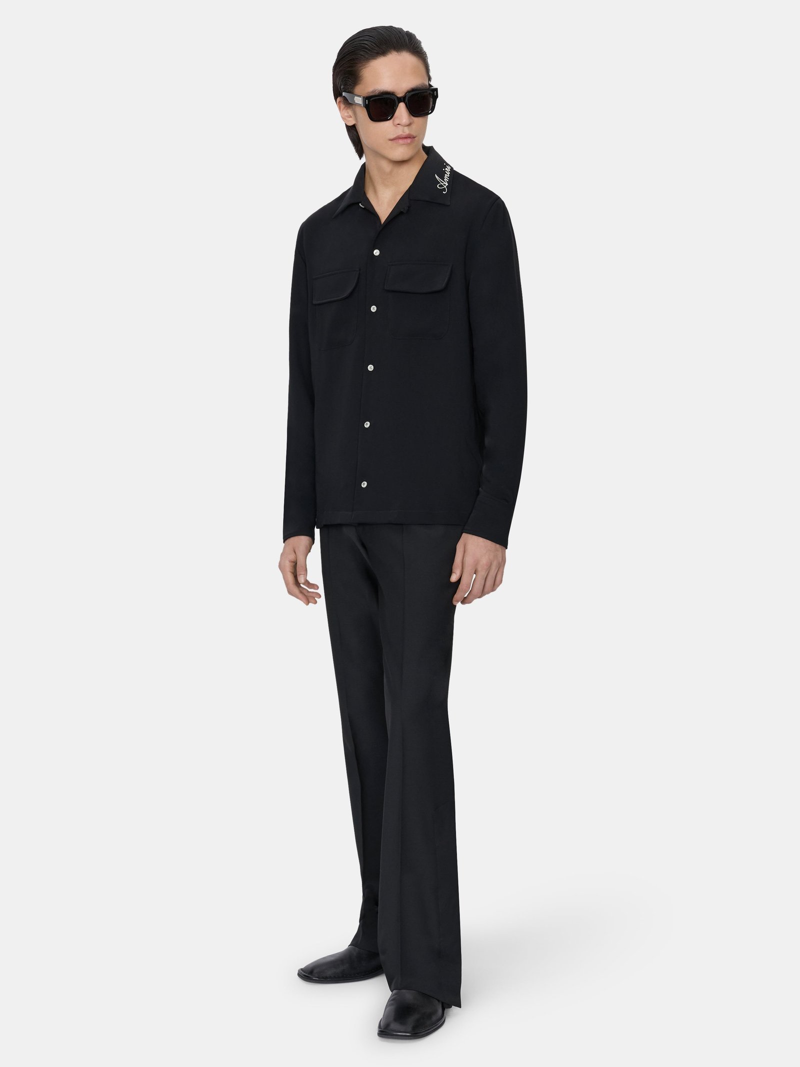 ROUND POCKET DRESS SHIRT - Black - Image 3