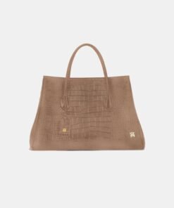 SUEDE CROC HONEY 50 TOTE - Dark Brown