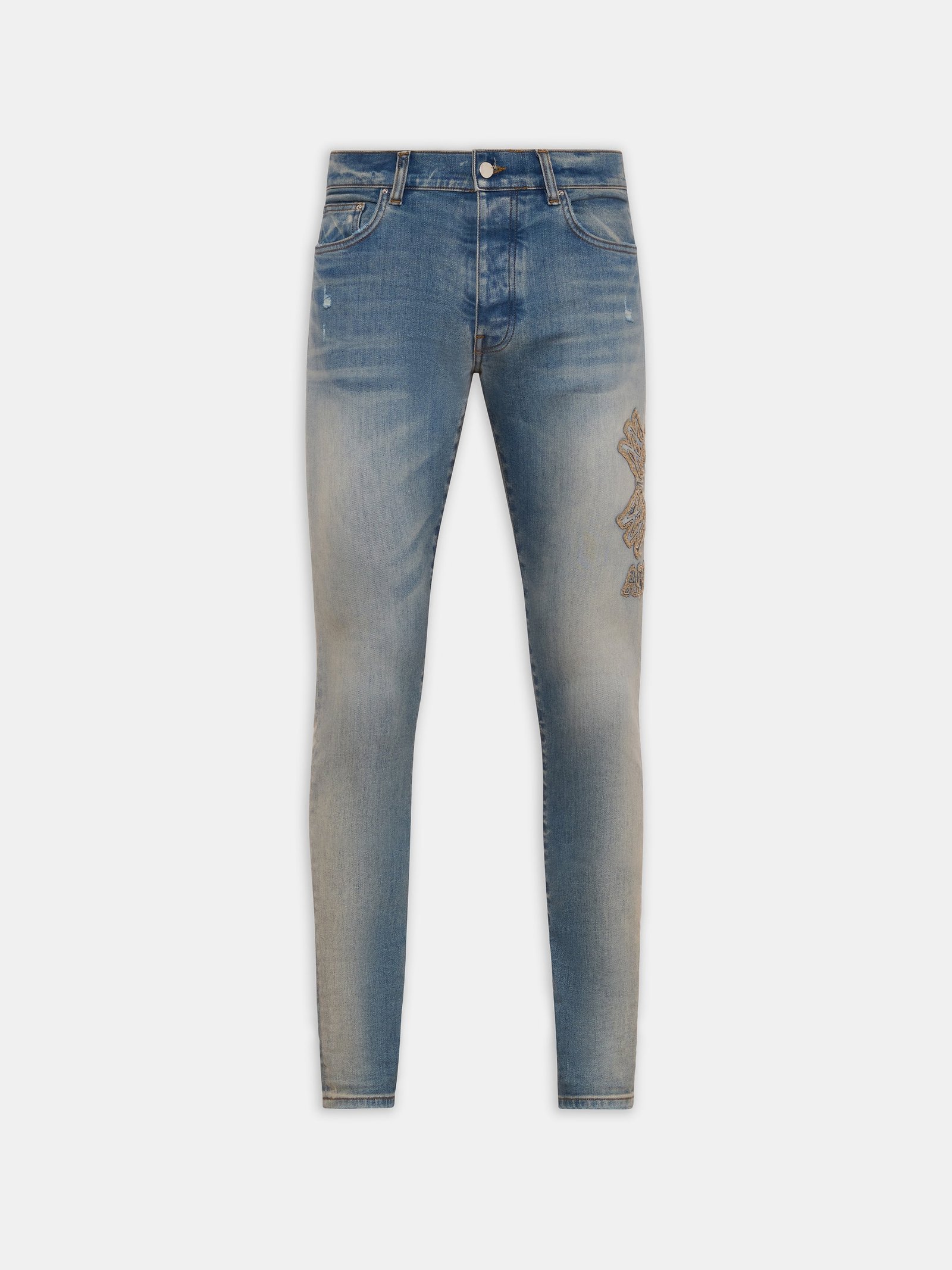 MA QUAD APPLIQUE SKINNY JEAN - Dust Indigo