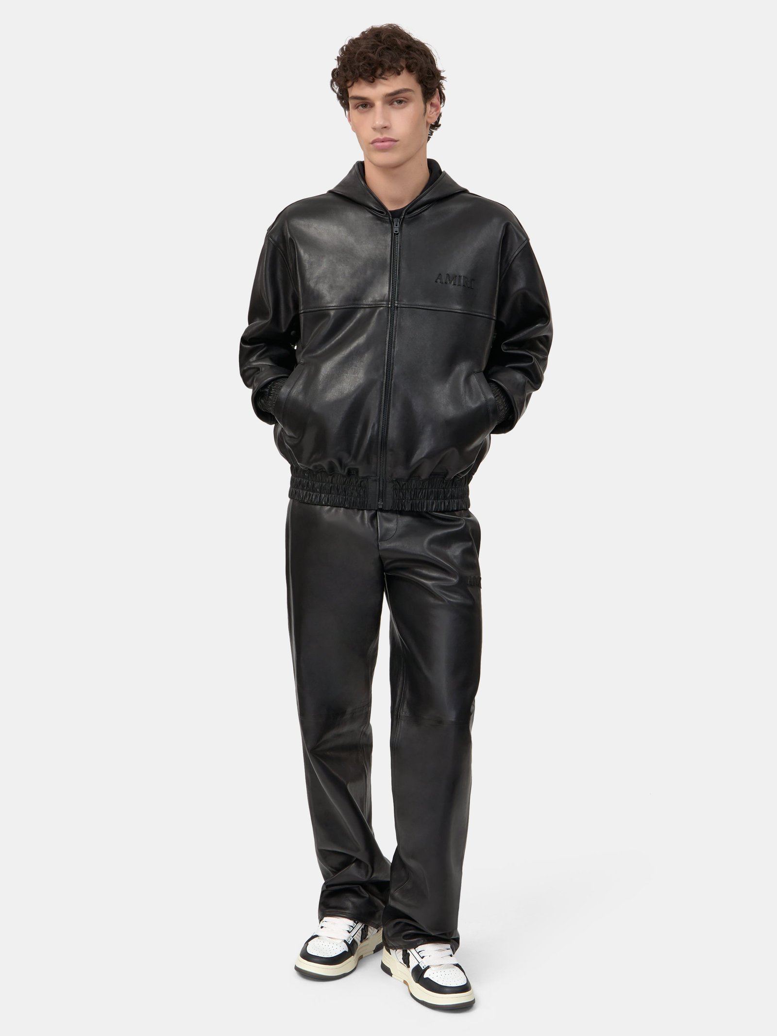 LEATHER TRACK PANT - Black - Image 2