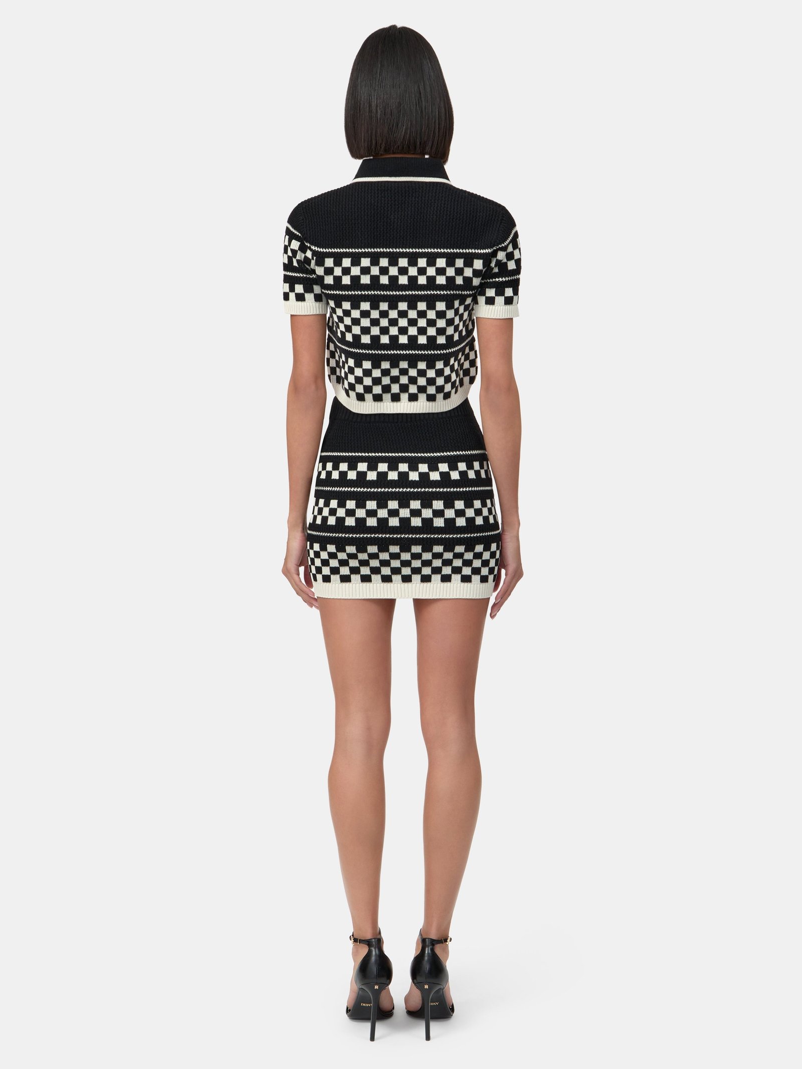 WOMEN - WOMEN'S CHECKERED MESH SKIRT - Black - Image 4