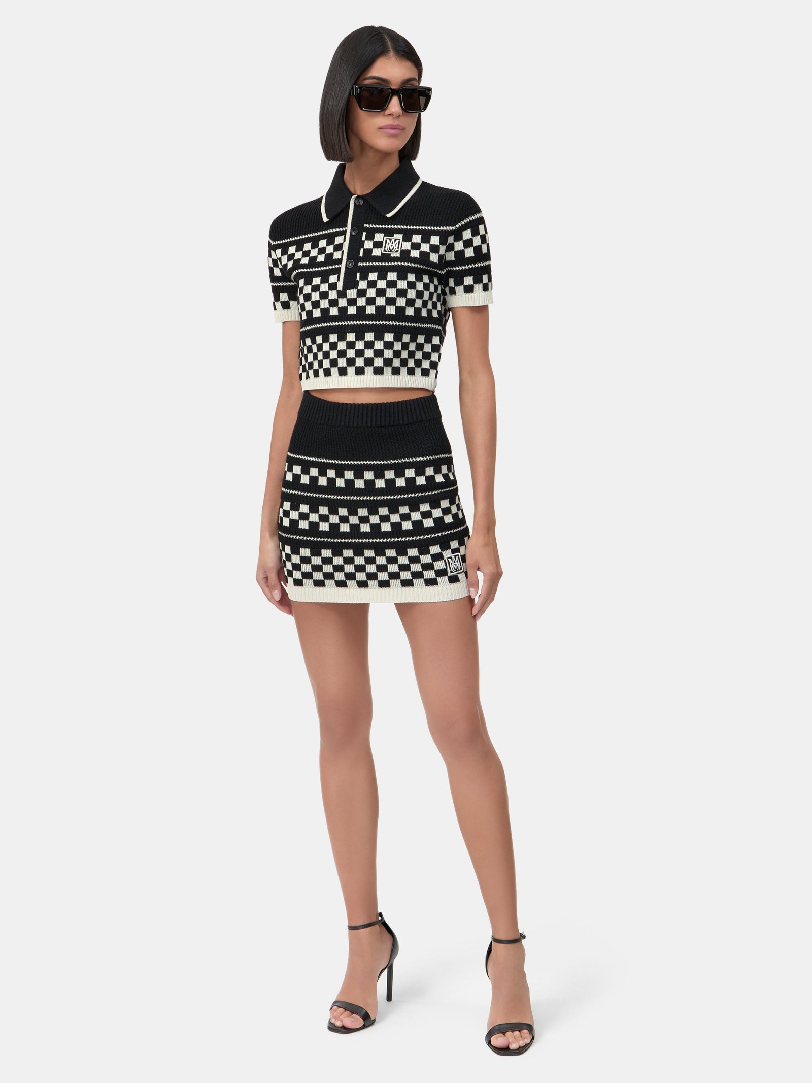 WOMEN - WOMEN'S CHECKERED MESH SKIRT - Black - Image 3