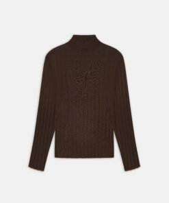 SCRIPT MOCK NECK SWEATER - DARK BROWN