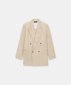 STRIPED DOUBLE-BREASTED BLAZER - Alabaster