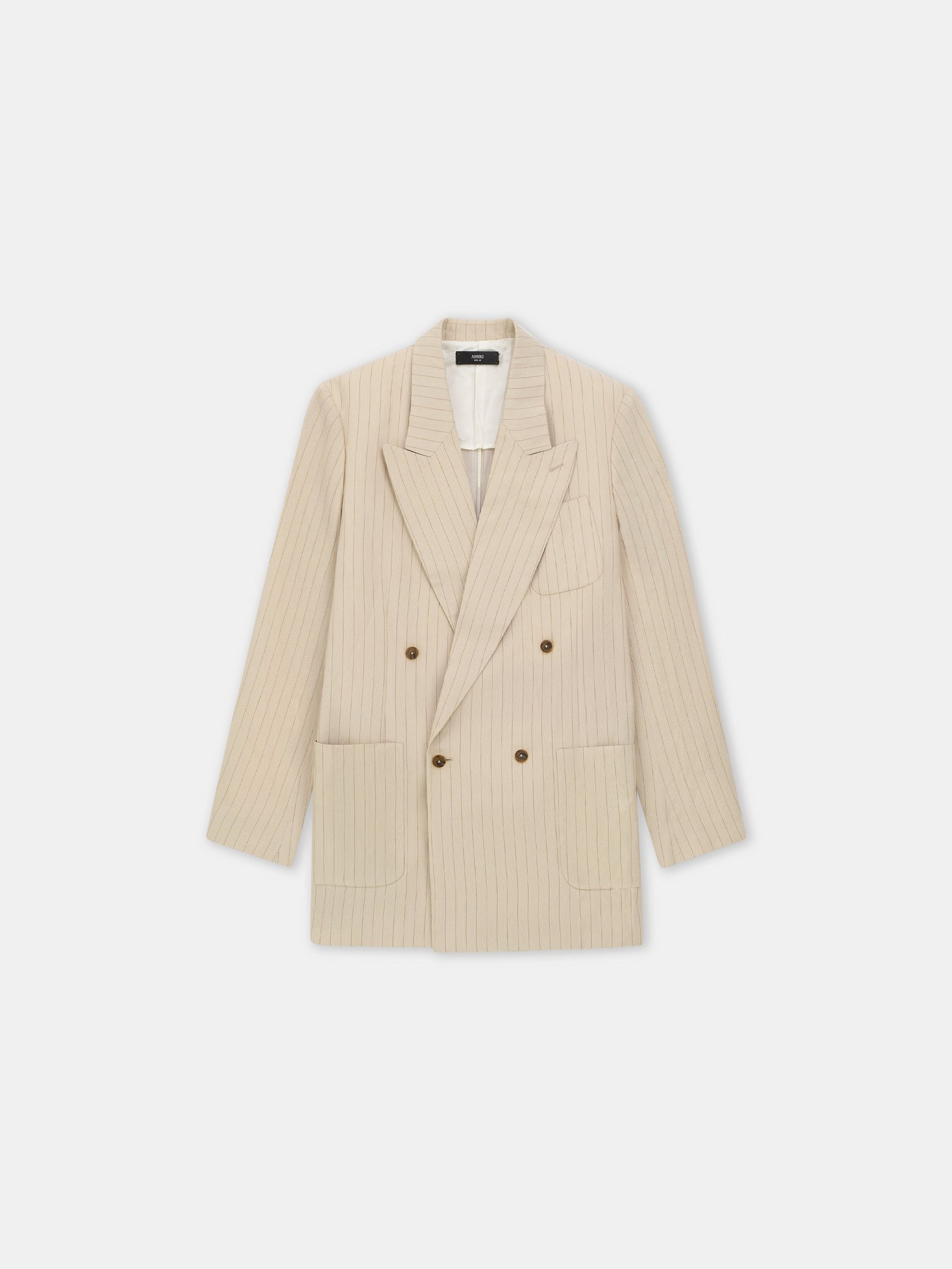 STRIPED DOUBLE-BREASTED BLAZER - Alabaster
