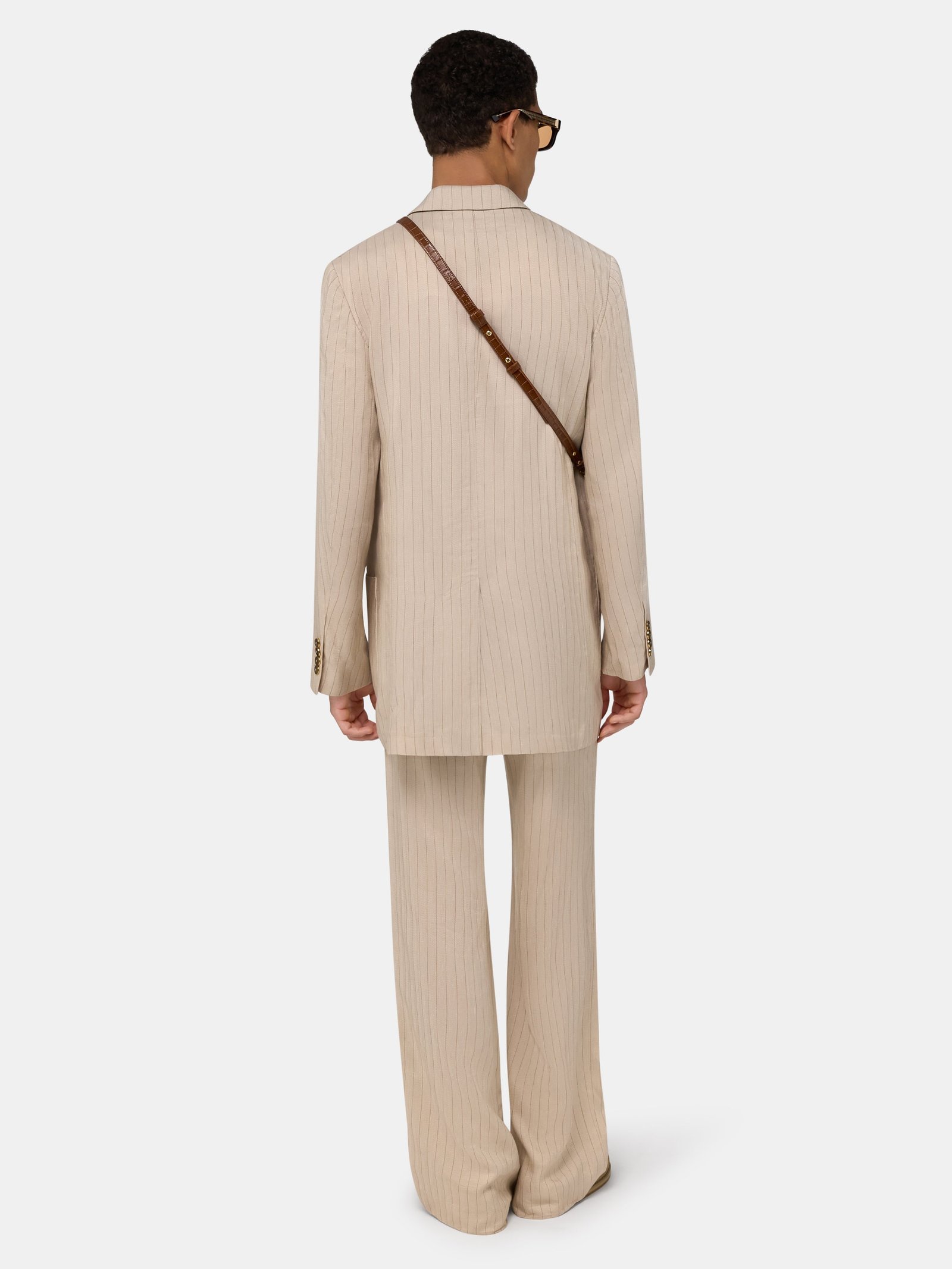 STRIPED DOUBLE-BREASTED BLAZER - Alabaster - Image 3