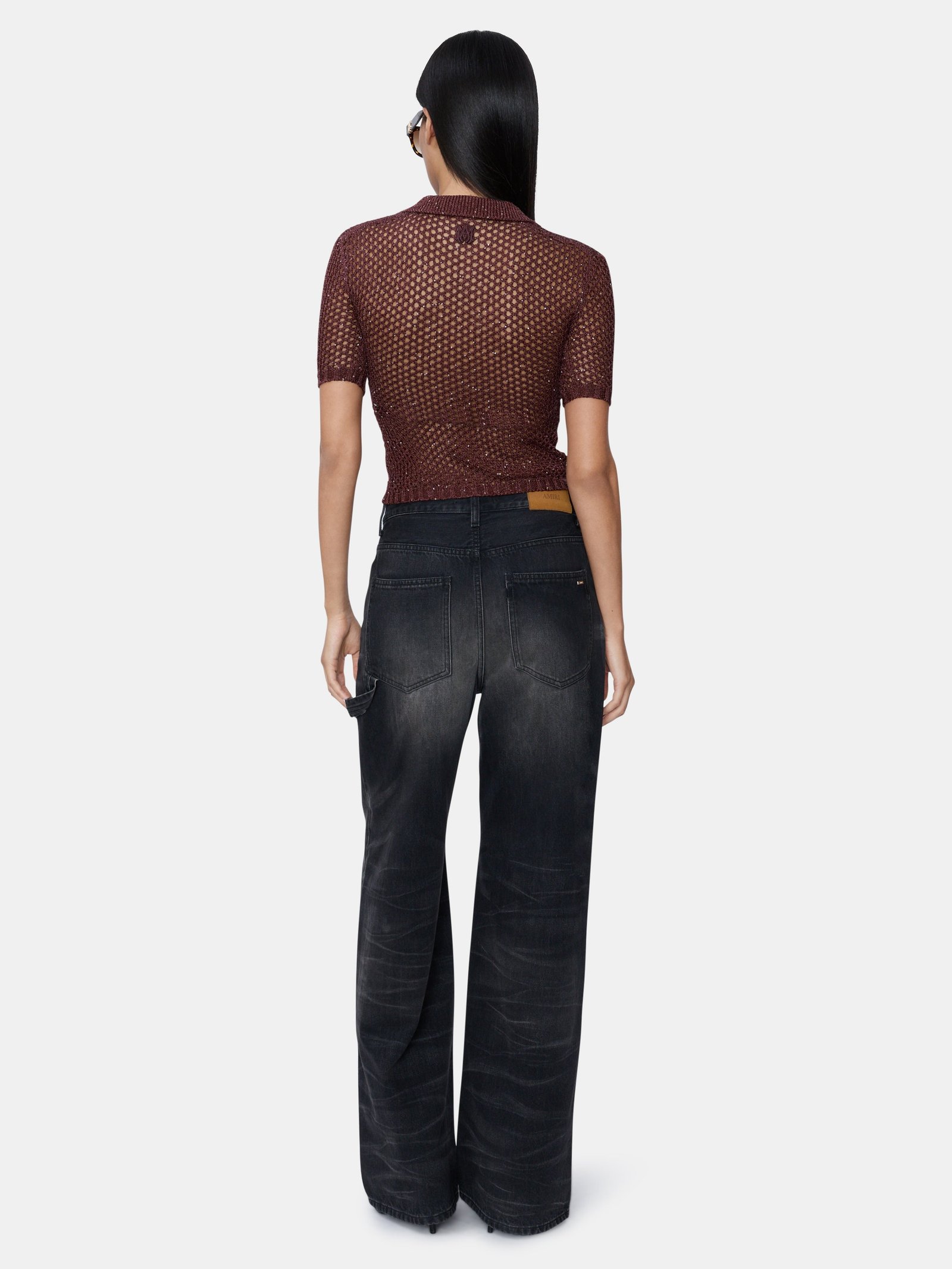 WOMEN - WOMEN'S FLORAL CROCHET POLO - Tobacco - Image 4