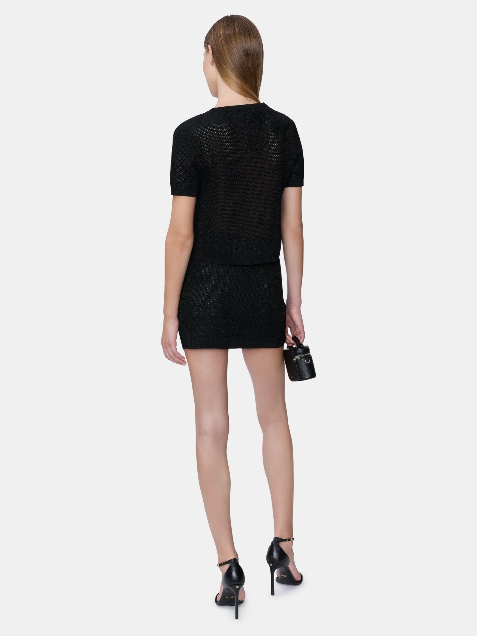 WOMEN - WOMEN'S FLORAL CROCHET TEE - Black - Image 4