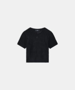 WOMEN - WOMEN'S FLORAL CROCHET TEE - Black