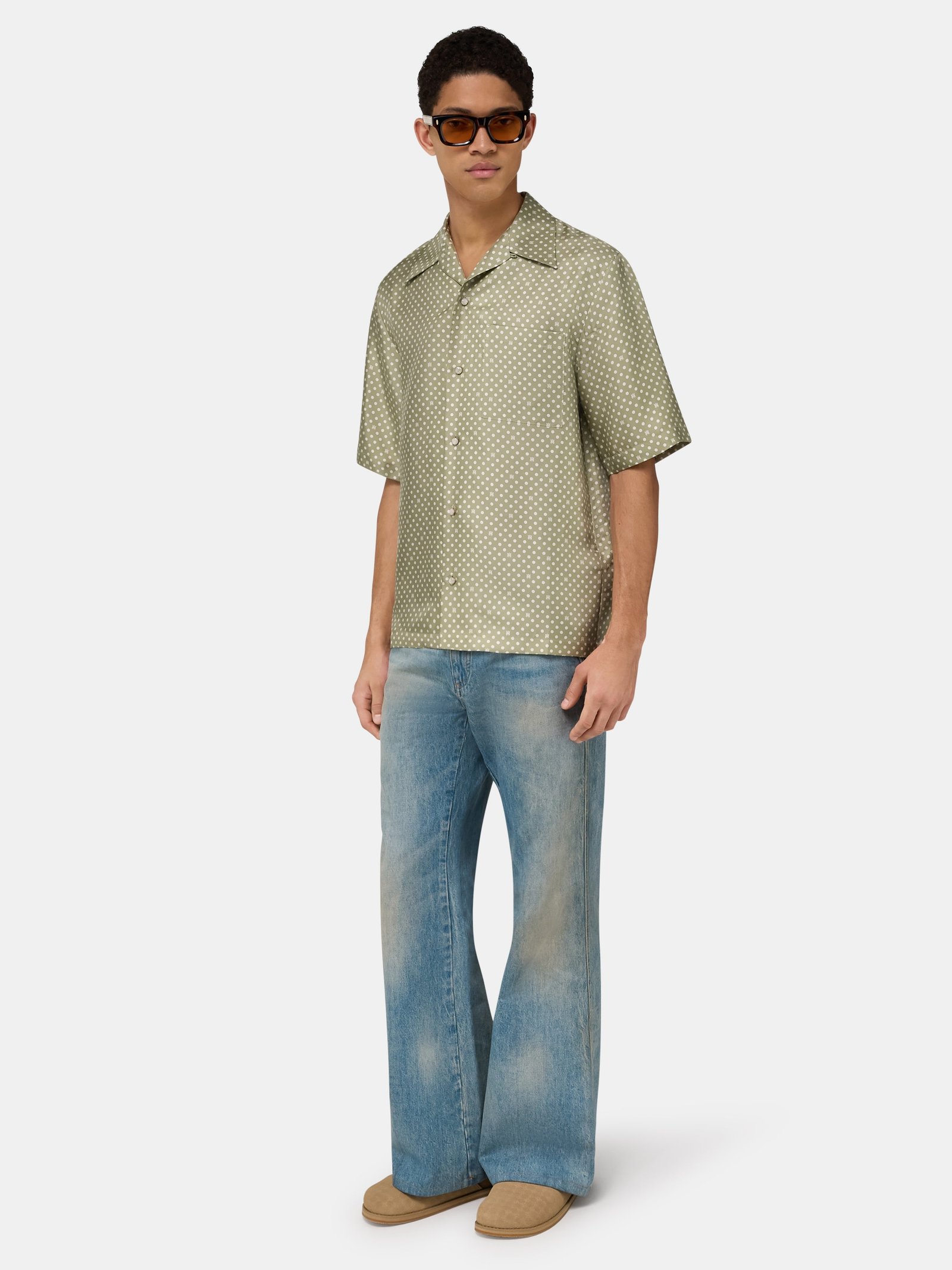 POLKA DOT CAMP SHIRT - Green Tea - Image 3