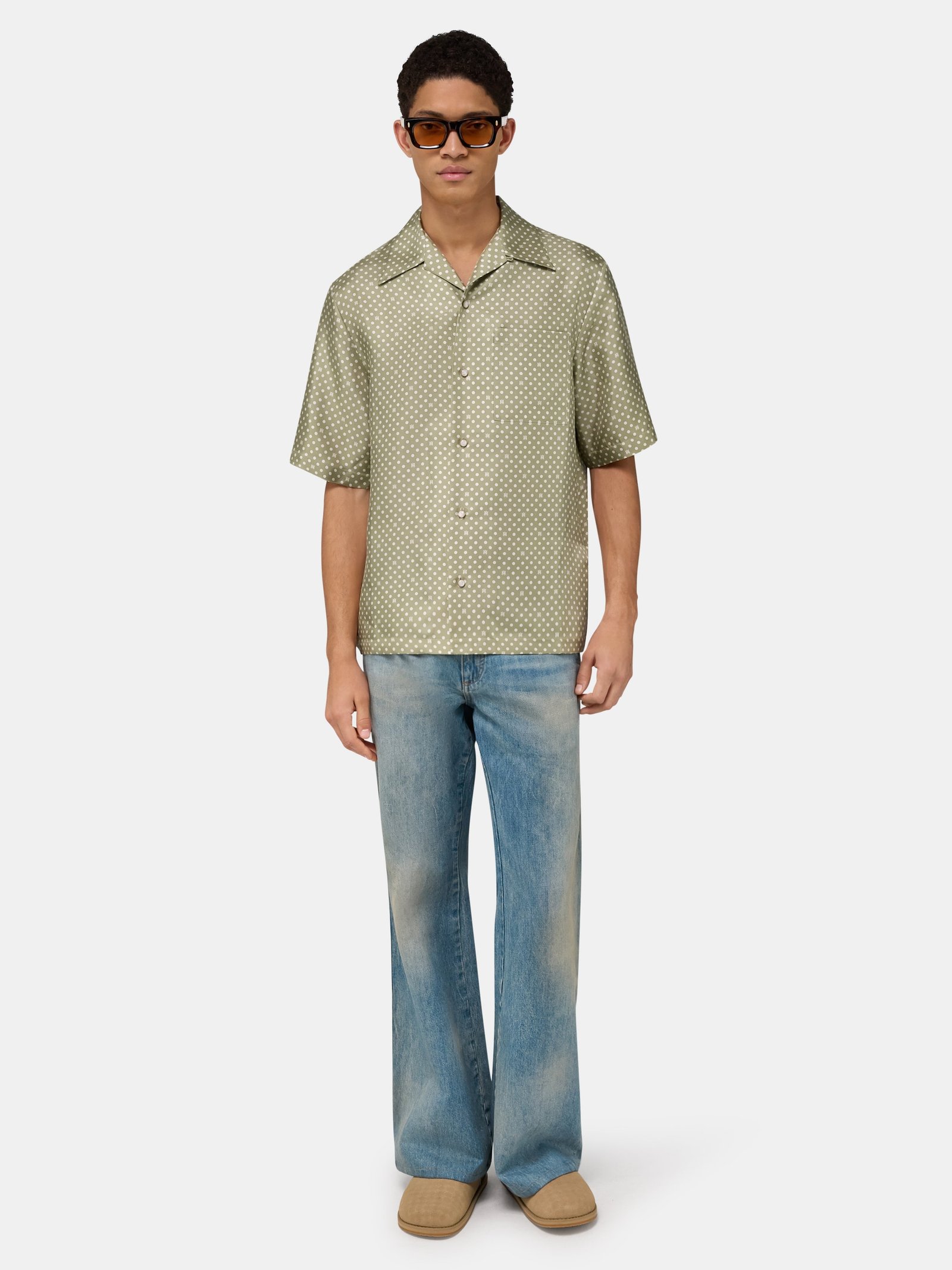 POLKA DOT CAMP SHIRT - Green Tea - Image 2