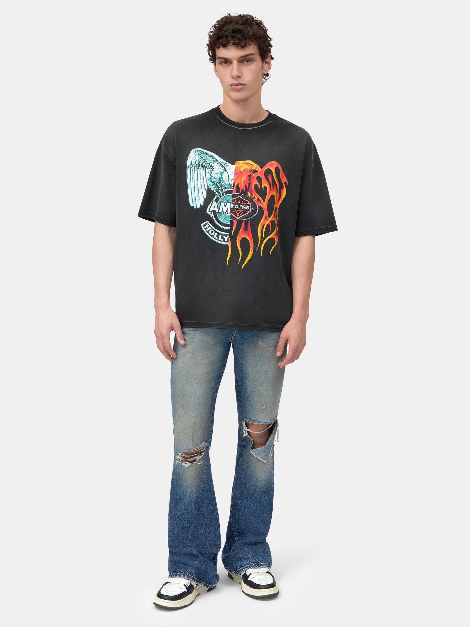 SPLICED OVERSIZED TEE - Black - Image 2