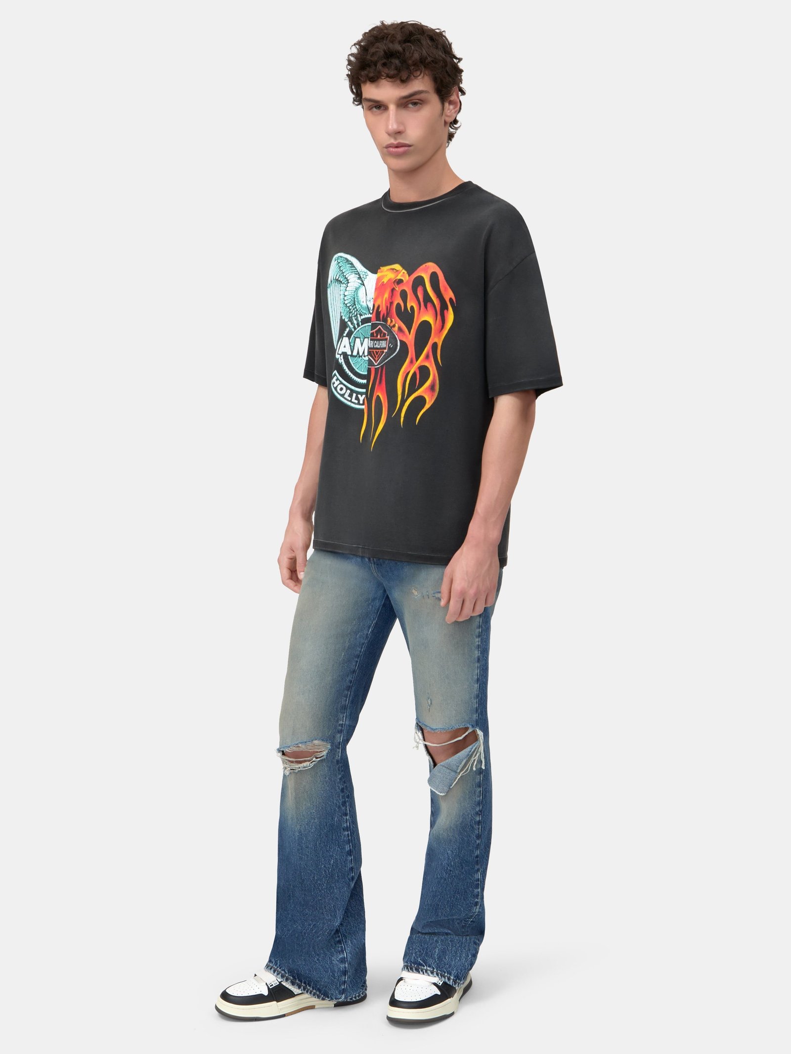 SPLICED OVERSIZED TEE - Black - Image 3