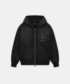 MA QUAD CRYSTAL ZIP HOODIE - Black