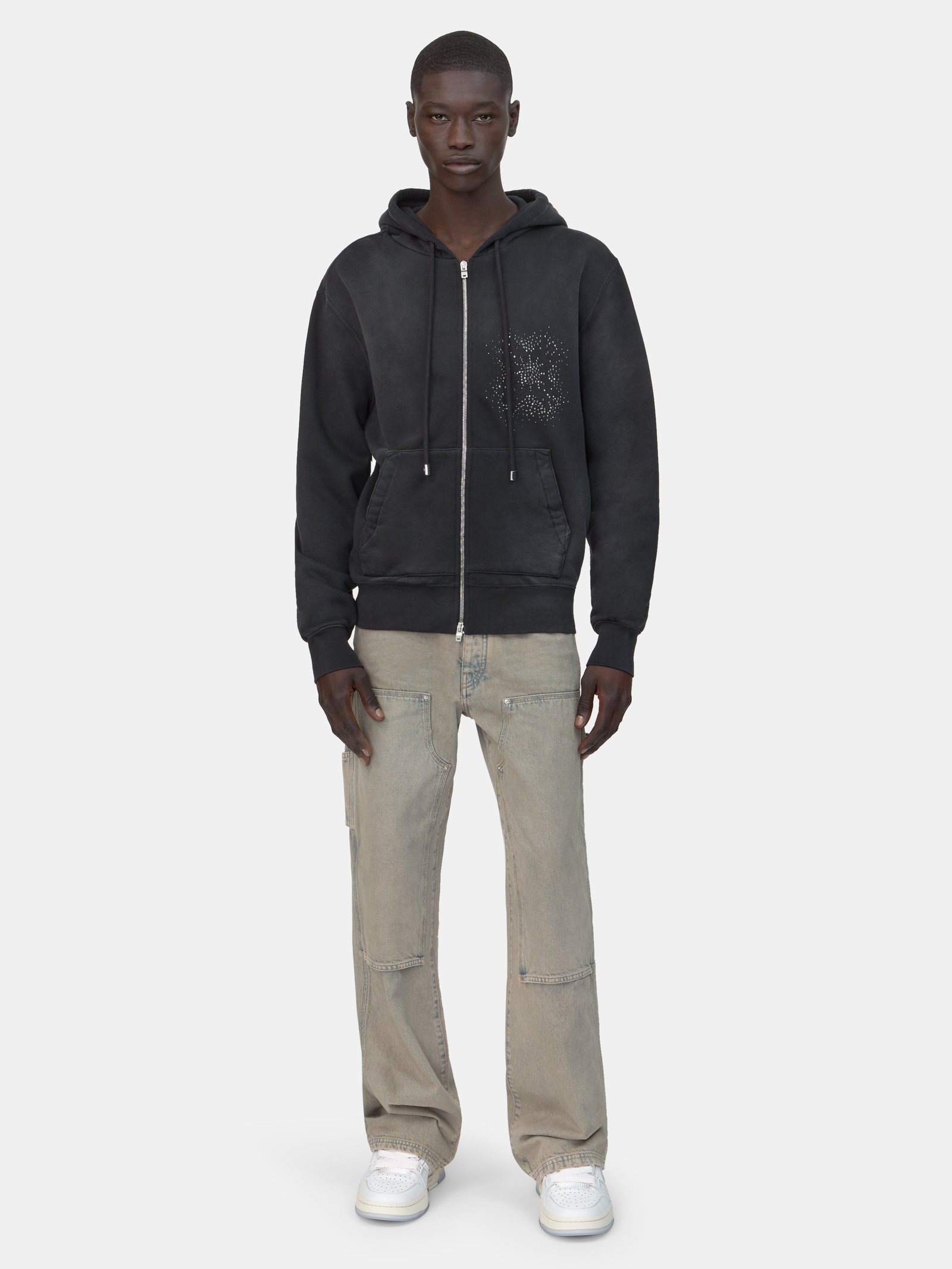 MA QUAD CRYSTAL ZIP HOODIE - Black - Image 2