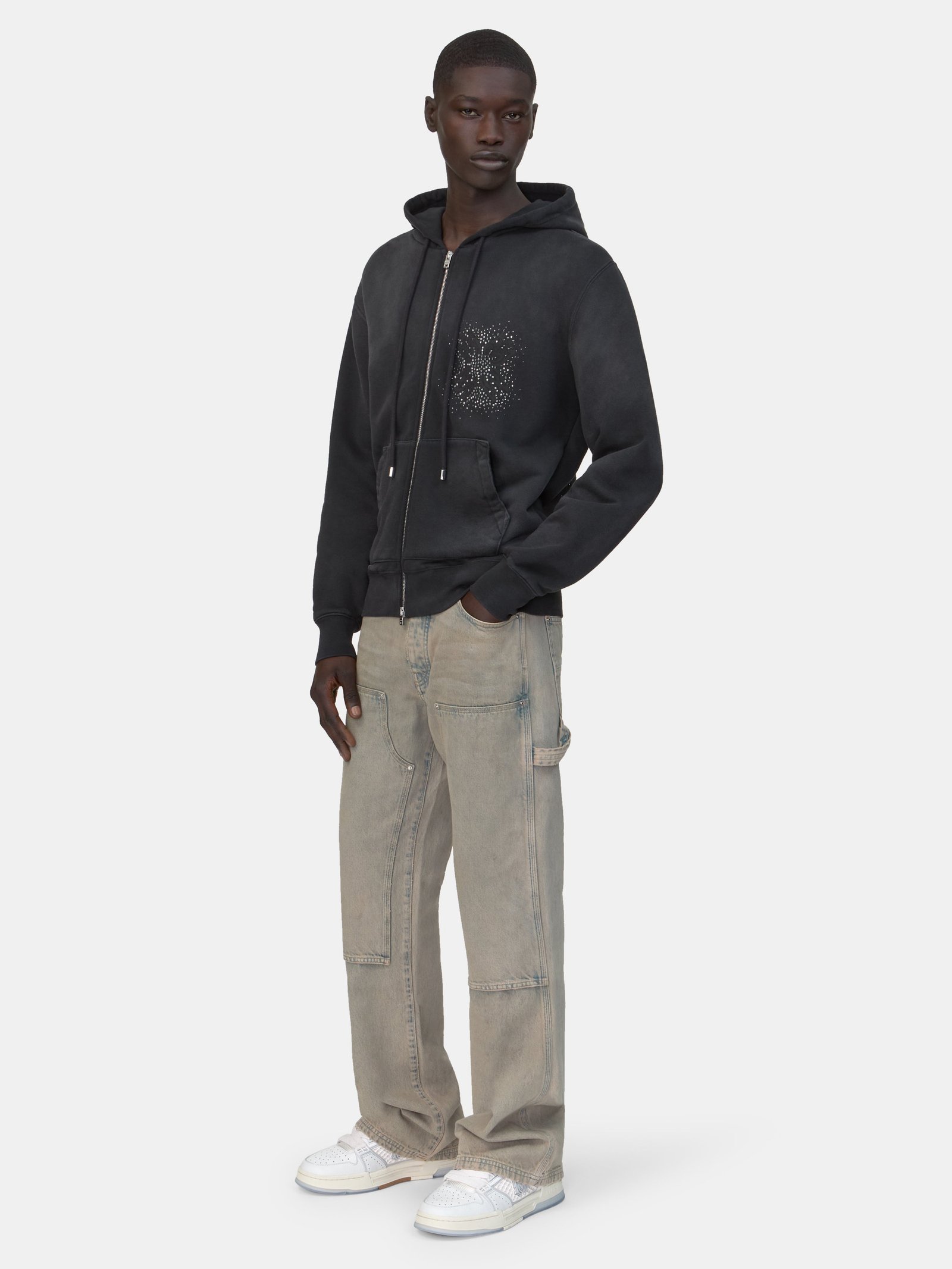 MA QUAD CRYSTAL ZIP HOODIE - Black - Image 3