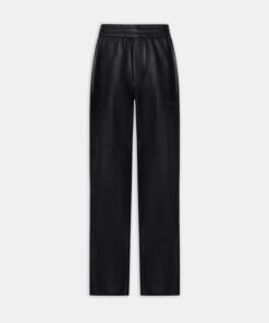 LEATHER TRACK PANT - Black