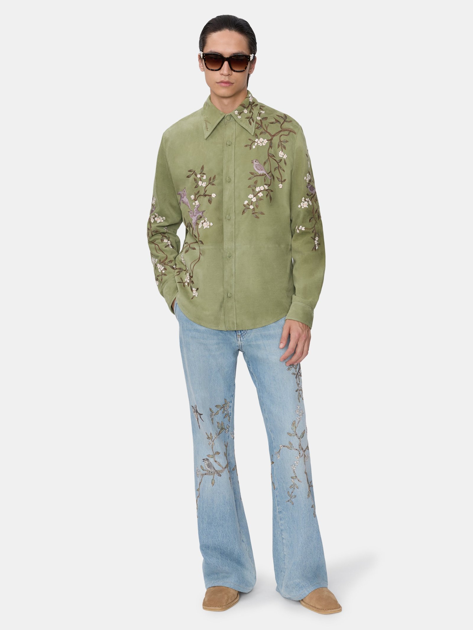 SUEDE SPARROW LONG SLEEVE SHIRT - Green Tea - Image 2