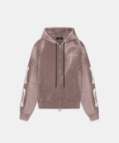 WOMEN - WOMEN'S BONES STUDDED ZIP HOODIE - Dark Brown