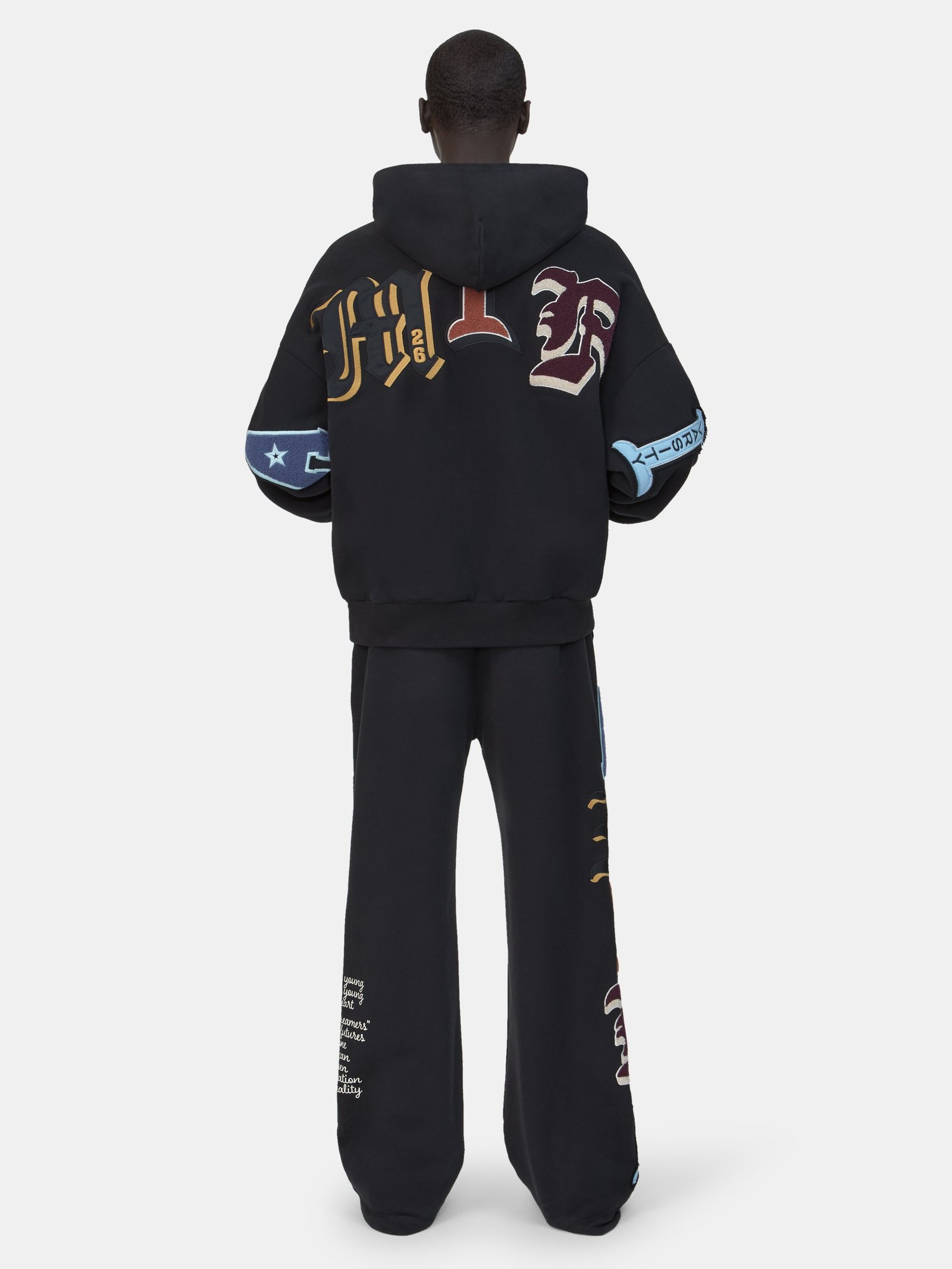 VARSITY PATCH OVERSIZED ZIP HOODIE - Black - Image 4