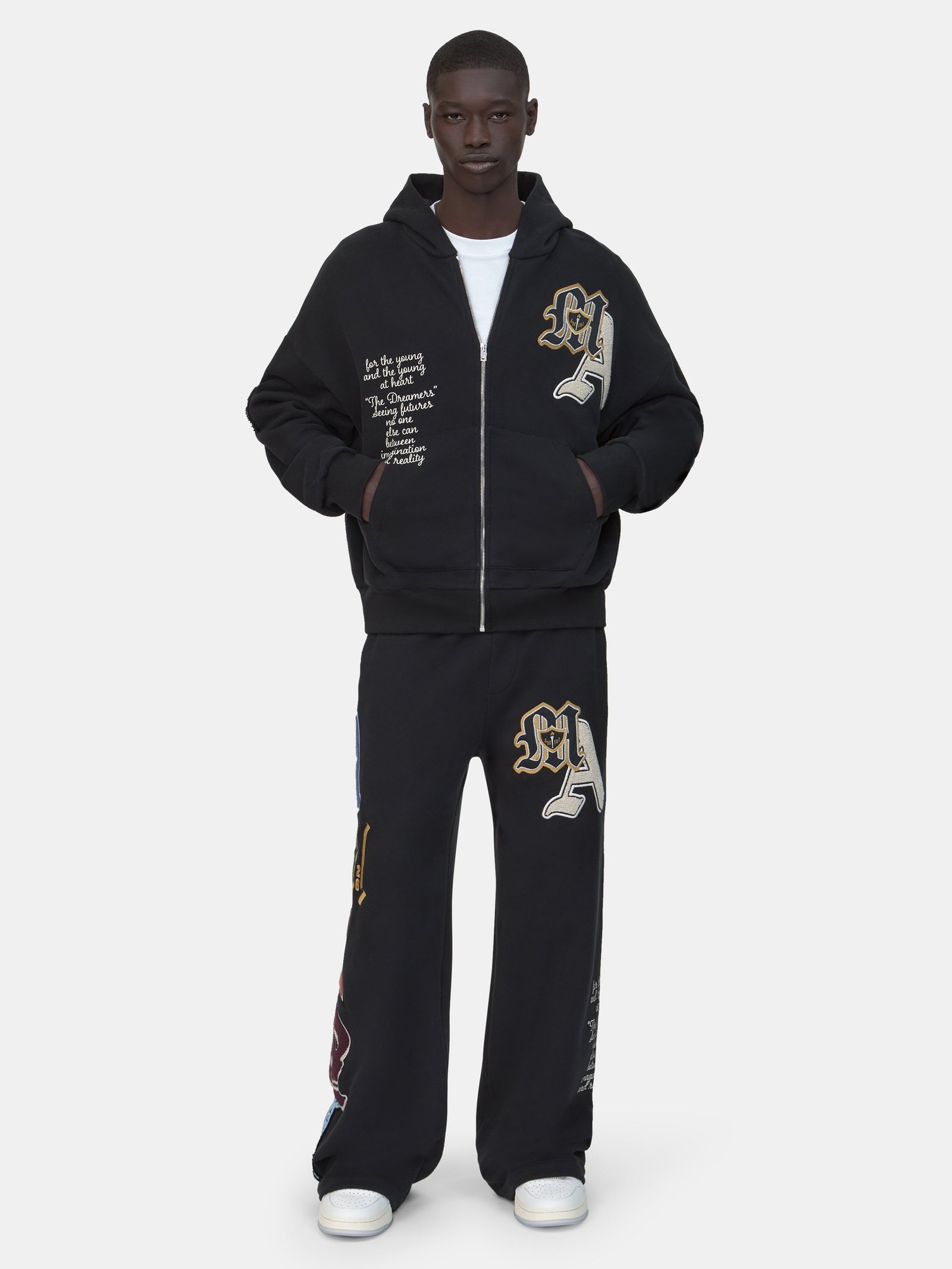 VARSITY PATCH OVERSIZED ZIP HOODIE - Black - Image 2