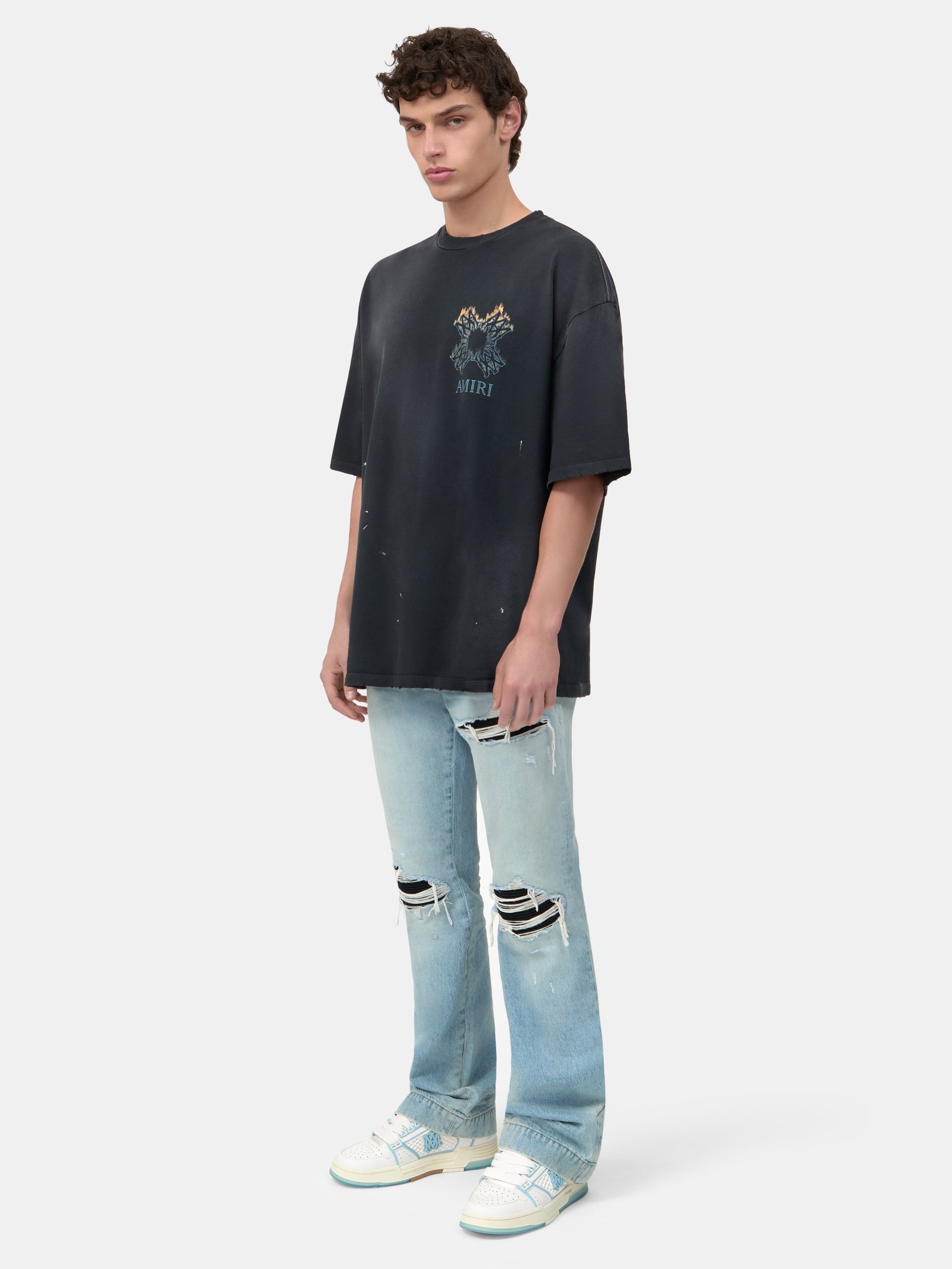 MA QUAD FLAMES OVERSIZED TEE - Black - Image 3