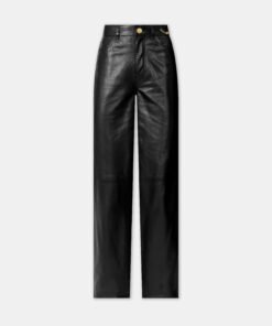 WOMEN - WOMEN'S LEATHER STRAIGHT PANT - Black