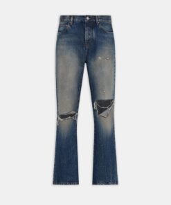 SLASHED BOOT CUT JEAN - Denim Lapis