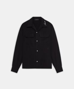 ROUND POCKET DRESS SHIRT - Black