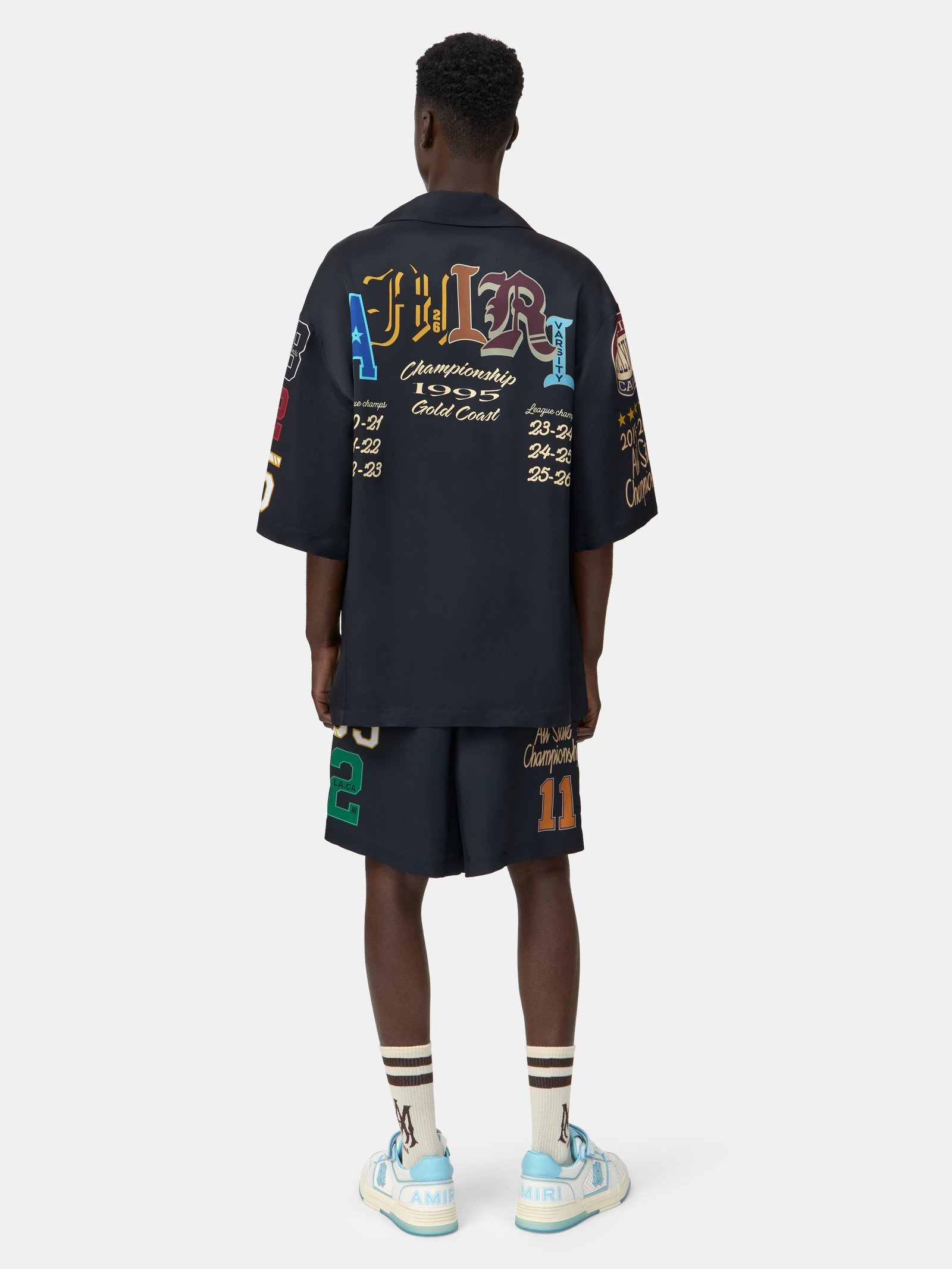 VARSITY PATCH OVERSIZED CAMP SHIRT - Black - Image 4