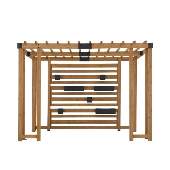 SummerCove 10.5 ft. x 10 ft. Cedar Wood Pergola with Adjustable Hanging Planters - Image 3