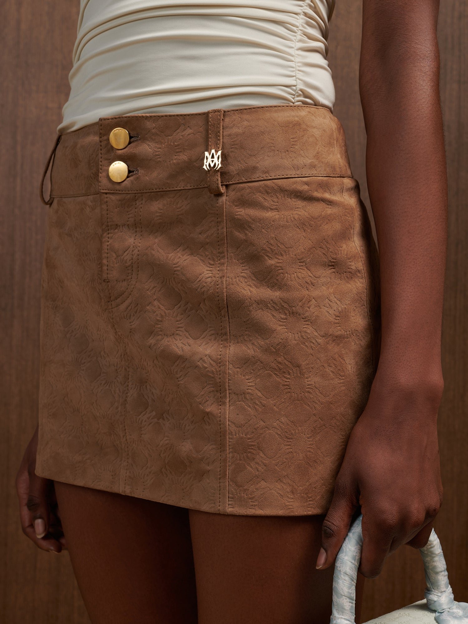 WOMEN - WOMEN'S MA QUAD SUEDE MINI SKIRT - Camel - Image 4