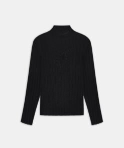 SCRIPT MOCK NECK SWEATER - BLACK