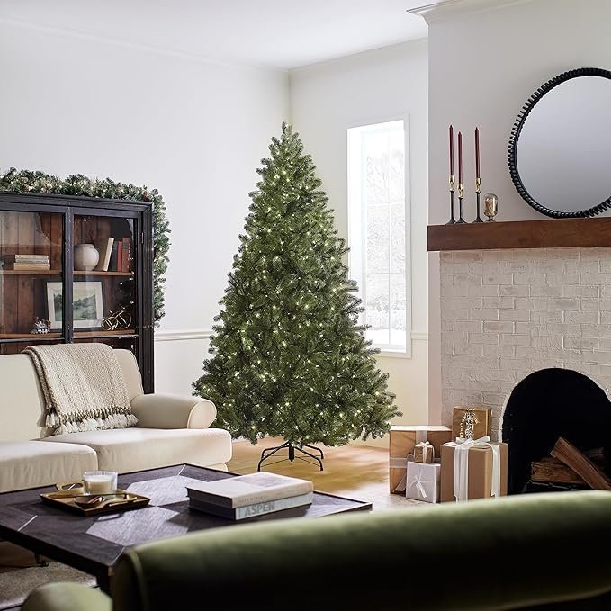 National Tree Company Pre-Lit ‘Feel Real’ Artificial Full Downswept Christmas Tree, Green, Douglas Fir, Dual Color LED Lights, Includes PowerConnect and Stand, 7.5 Feet - Image 2